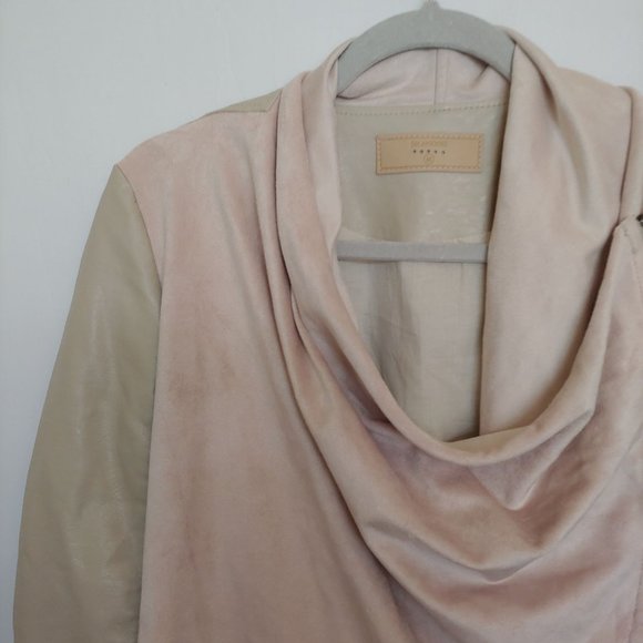 BlankNYC tan faux suede/faux leataher a-symmetrical zip jacket Medium - Picture 2 of 15